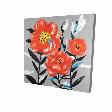 BEGIN HOME DECOR 32 x 32 in. Pink Flowers with Blue Leaves-Print on Canvas 2080-3232-FL216